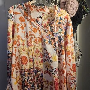 JODIFL Vibrant Floral Tunic in Orange and Yellow